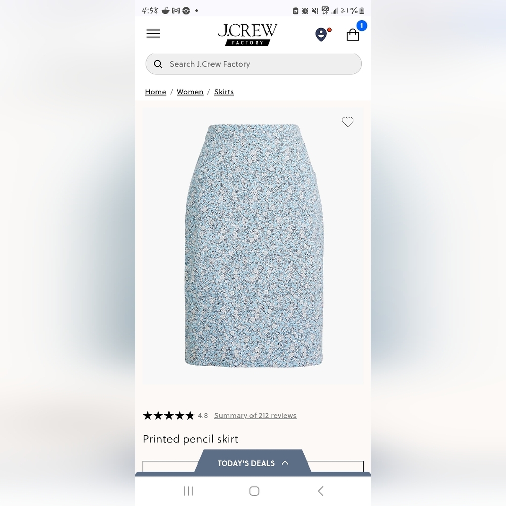 J Crew Spring Print Pencil Skirt BNWT Size 16